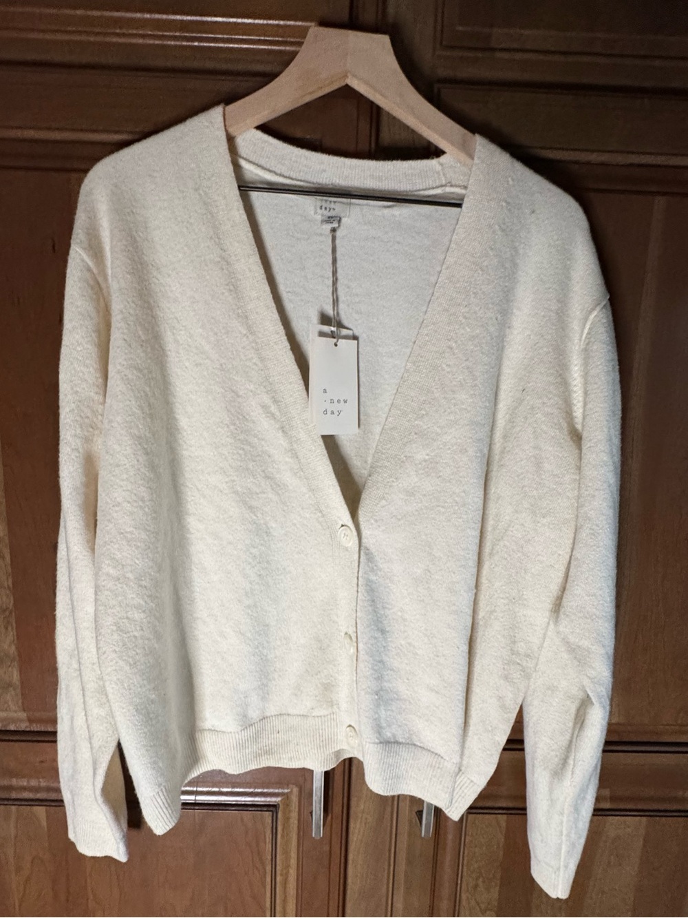a new day Cream V-Neck Button-Front Cardigan
